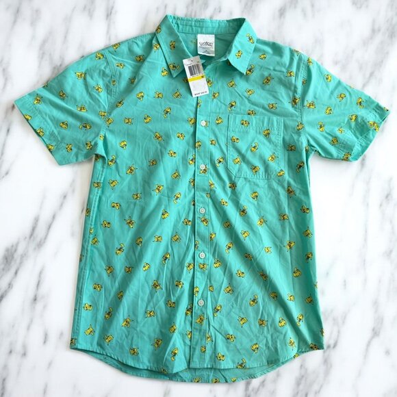 POKEMON Men's Pikachu Short Sleeve Button Down Shirt Size Medium NEW NWT - Picture 1 of 8